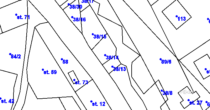 Parcela st. 38/14 v KÚ Vykmanov u Měděnce, Katastrální mapa