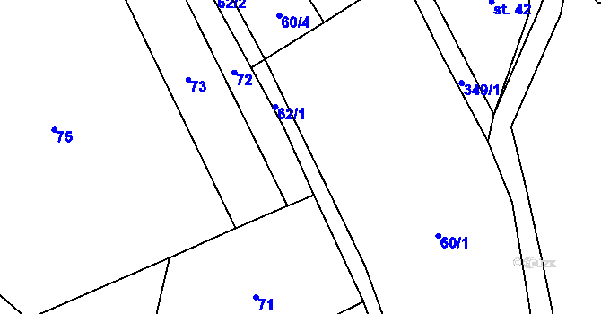 Parcela st. 62 v KÚ Vykmanov u Měděnce, Katastrální mapa