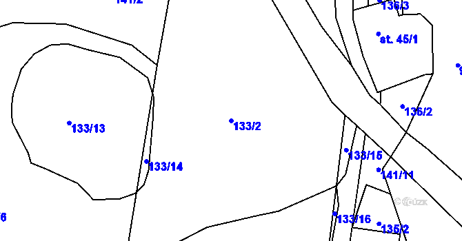 Parcela st. 133/2 v KÚ Vykmanov u Měděnce, Katastrální mapa