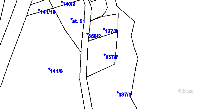 Parcela st. 137/7 v KÚ Vykmanov u Měděnce, Katastrální mapa