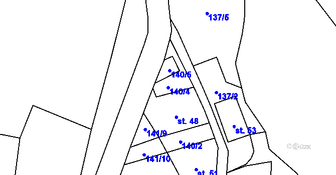 Parcela st. 140/4 v KÚ Vykmanov u Měděnce, Katastrální mapa