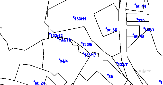 Parcela st. 133/5 v KÚ Vykmanov u Měděnce, Katastrální mapa