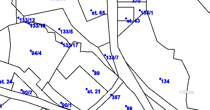 Parcela st. 133/7 v KÚ Vykmanov u Měděnce, Katastrální mapa