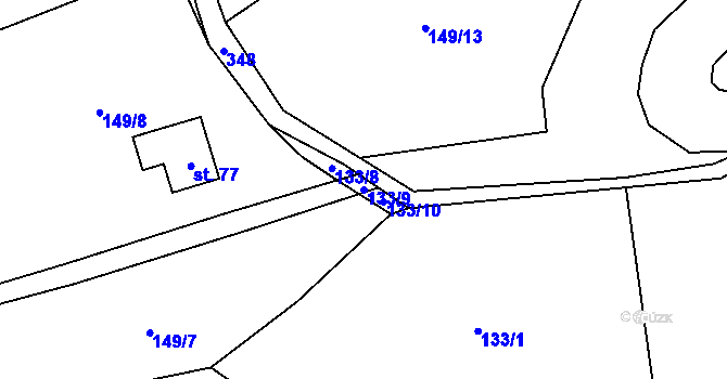 Parcela st. 133/9 v KÚ Vykmanov u Měděnce, Katastrální mapa