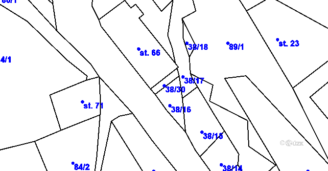 Parcela st. 38/30 v KÚ Vykmanov u Měděnce, Katastrální mapa