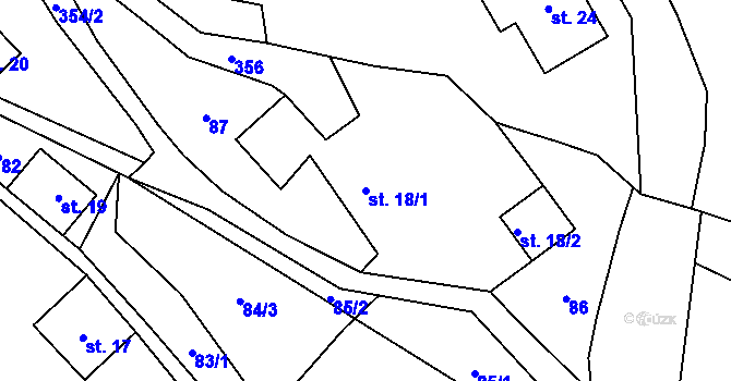 Parcela st. 18/1 v KÚ Vykmanov u Měděnce, Katastrální mapa