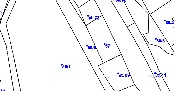 Parcela st. 59/5 v KÚ Vykmanov u Měděnce, Katastrální mapa