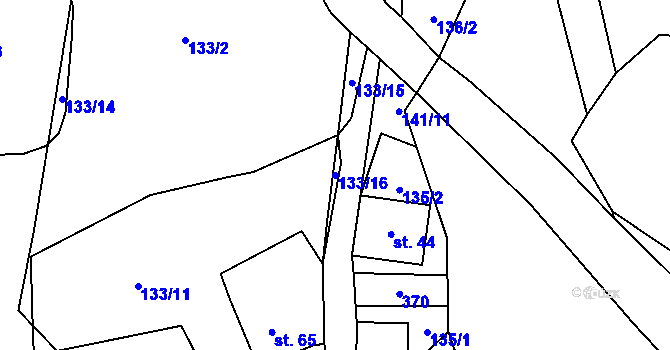 Parcela st. 133/16 v KÚ Vykmanov u Měděnce, Katastrální mapa