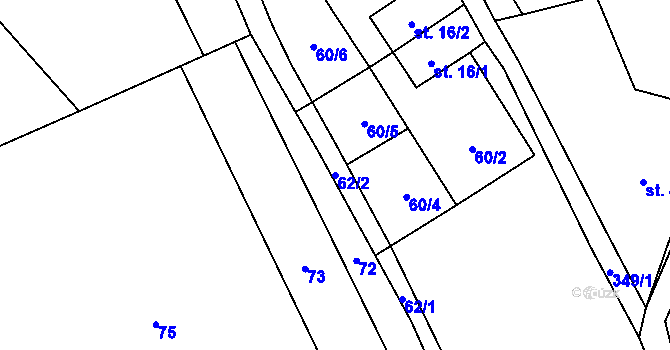 Parcela st. 62/2 v KÚ Vykmanov u Měděnce, Katastrální mapa