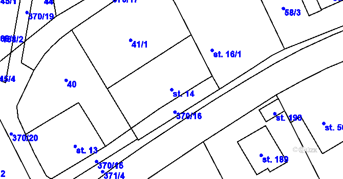Parcela st. 14 v KÚ Medlešice, Katastrální mapa