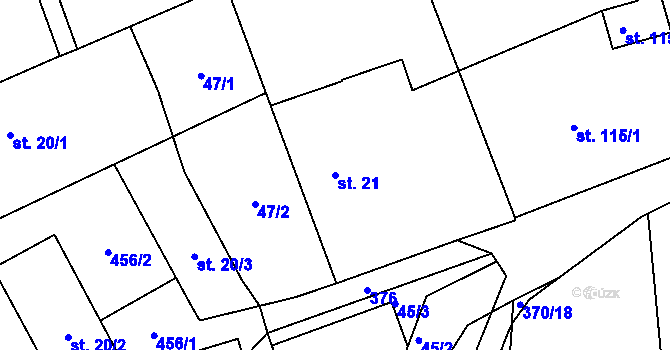 Parcela st. 21 v KÚ Medlešice, Katastrální mapa