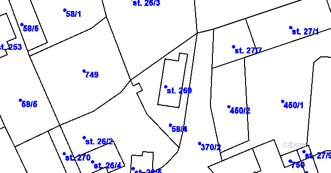 Parcela st. 269 v KÚ Medlešice, Katastrální mapa