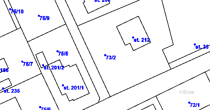 Parcela st. 73/2 v KÚ Medlešice, Katastrální mapa