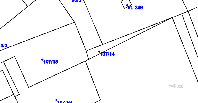 Parcela st. 107/14 v KÚ Medlešice, Katastrální mapa