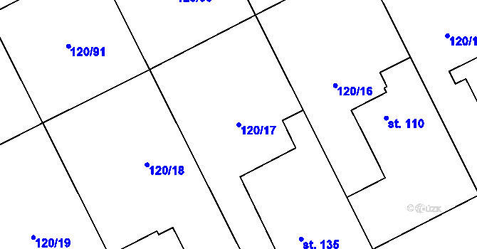 Parcela st. 120/17 v KÚ Medlešice, Katastrální mapa