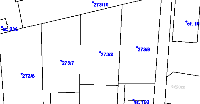 Parcela st. 273/8 v KÚ Medlešice, Katastrální mapa