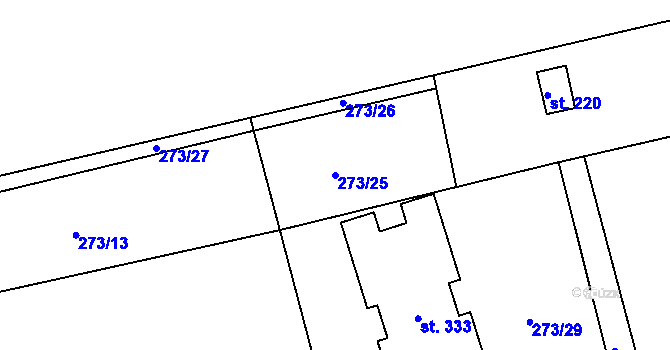 Parcela st. 273/25 v KÚ Medlešice, Katastrální mapa