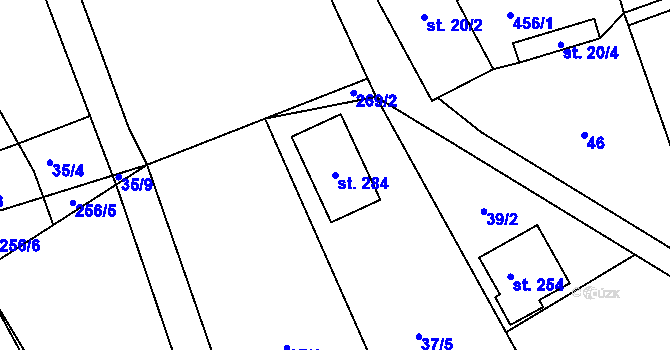 Parcela st. 284 v KÚ Medlešice, Katastrální mapa