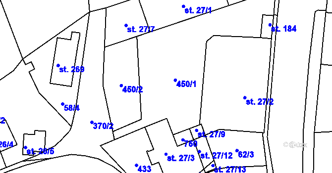 Parcela st. 450 v KÚ Medlešice, Katastrální mapa