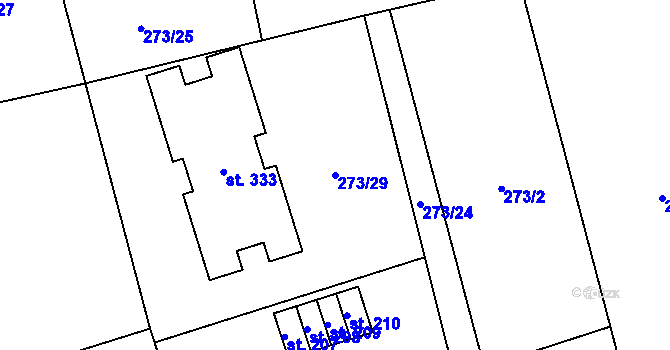 Parcela st. 273/29 v KÚ Medlešice, Katastrální mapa