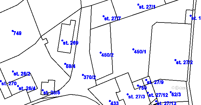 Parcela st. 450/2 v KÚ Medlešice, Katastrální mapa