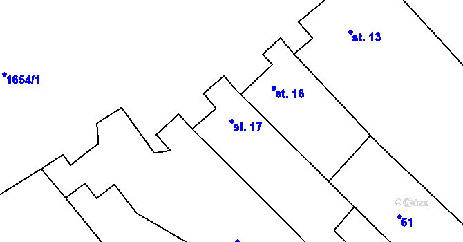 Parcela st. 17 v KÚ Medlice, Katastrální mapa