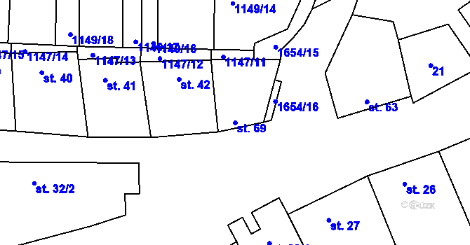 Parcela st. 69 v KÚ Medlice, Katastrální mapa