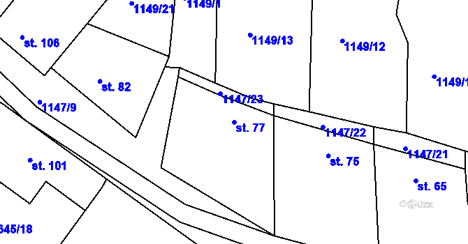 Parcela st. 77 v KÚ Medlice, Katastrální mapa