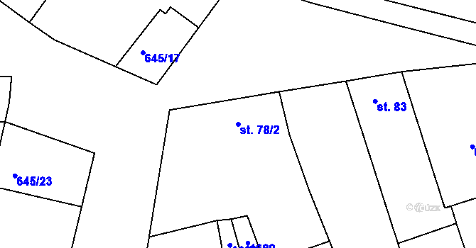 Parcela st. 78/2 v KÚ Medlice, Katastrální mapa