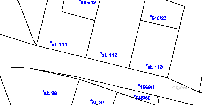 Parcela st. 112 v KÚ Medlice, Katastrální mapa