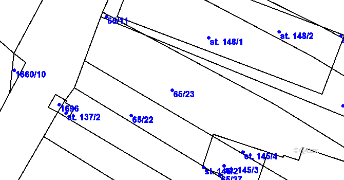 Parcela st. 65/23 v KÚ Medlice, Katastrální mapa