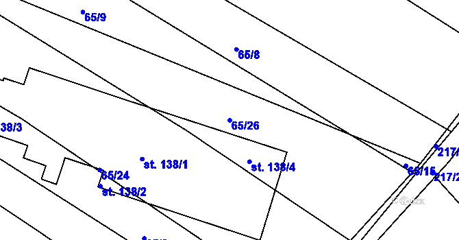 Parcela st. 65/26 v KÚ Medlice, Katastrální mapa