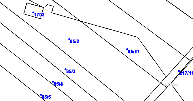 Parcela st. 85/1 v KÚ Medlice, Katastrální mapa