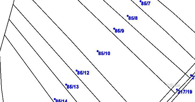 Parcela st. 85/10 v KÚ Medlice, Katastrální mapa