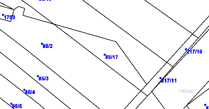 Parcela st. 85/17 v KÚ Medlice, Katastrální mapa