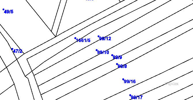 Parcela st. 99/10 v KÚ Medlice, Katastrální mapa