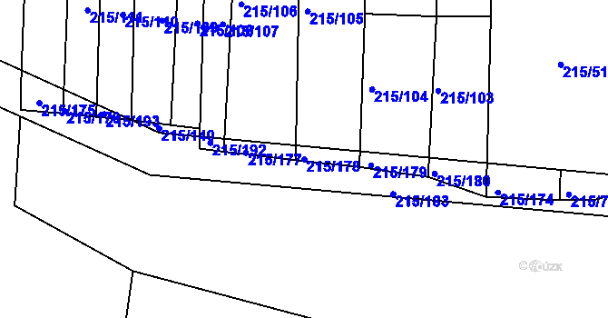 Parcela st. 215/178 v KÚ Medlice, Katastrální mapa