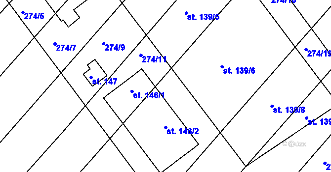 Parcela st. 274/14 v KÚ Medlice, Katastrální mapa