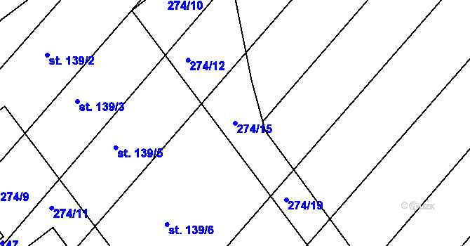 Parcela st. 274/15 v KÚ Medlice, Katastrální mapa