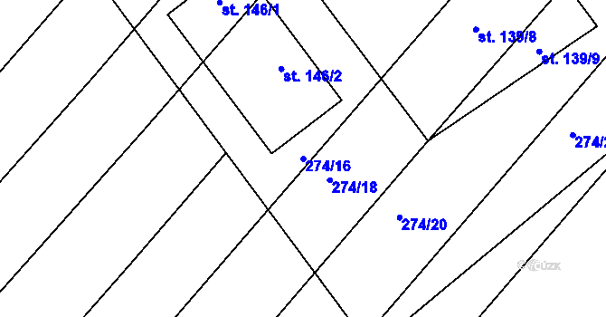 Parcela st. 274/16 v KÚ Medlice, Katastrální mapa