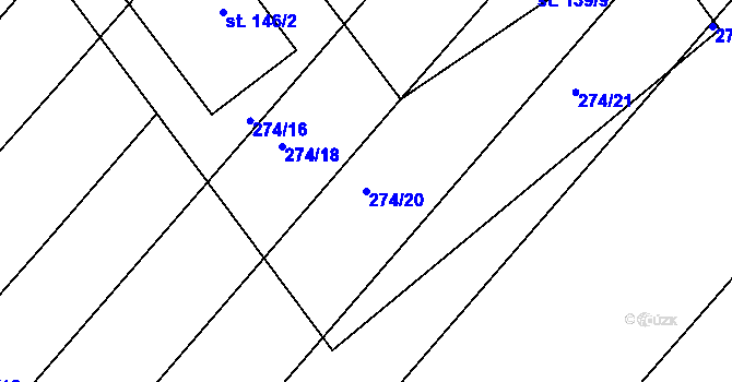 Parcela st. 274/20 v KÚ Medlice, Katastrální mapa