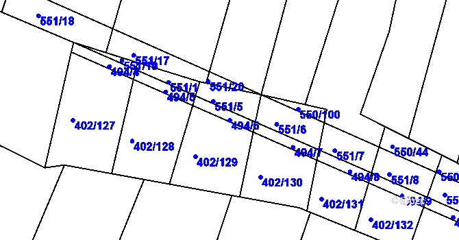Parcela st. 494/6 v KÚ Medlice, Katastrální mapa