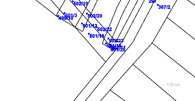 Parcela st. 501/19 v KÚ Medlice, Katastrální mapa