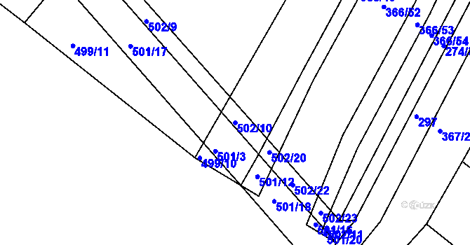Parcela st. 502/10 v KÚ Medlice, Katastrální mapa