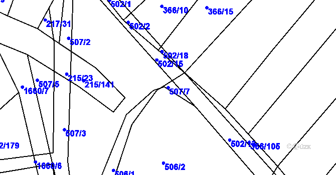 Parcela st. 507/7 v KÚ Medlice, Katastrální mapa