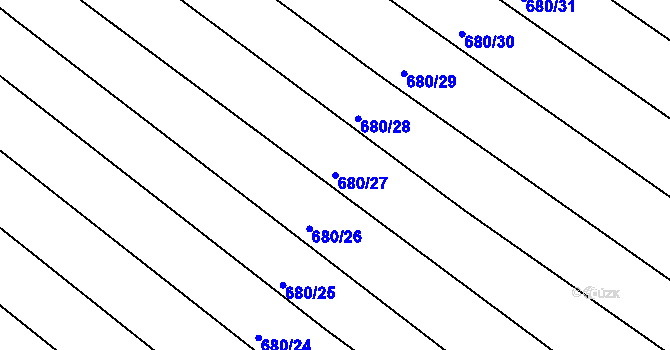 Parcela st. 680/27 v KÚ Medlice, Katastrální mapa