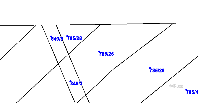 Parcela st. 785/26 v KÚ Medlice, Katastrální mapa