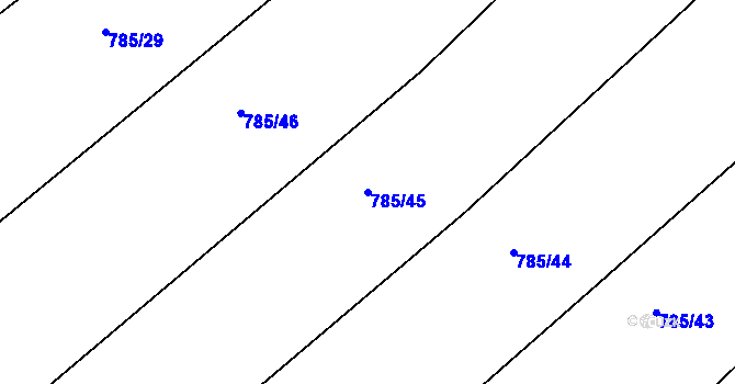 Parcela st. 785/45 v KÚ Medlice, Katastrální mapa