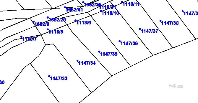 Parcela st. 1147/35 v KÚ Medlice, Katastrální mapa