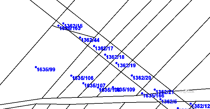 Parcela st. 1362/18 v KÚ Medlice, Katastrální mapa